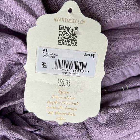 Altar’d State small lily linen fabric ruffle trim puff sleeves corset top - Picture 2 of 10